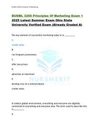 BUSML 3250 Principles of Marketing Exam 1: Multiple Choice Questions
