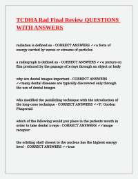 TCDHA Rad Final Review Questions with Answers: A Comprehensive Guide to Dental Radiography