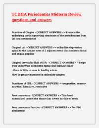 TCDHA Periodontics Midterm Review: Questions and Answers