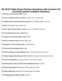 NC BLET State Exam Practice Questions with Answers