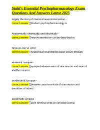 Psychopharmacology Exam Questions & Answers: Neurotransmission and Signal Transduction