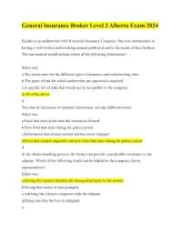 General Insurance Broker Level 2 Alberta Exam 2024