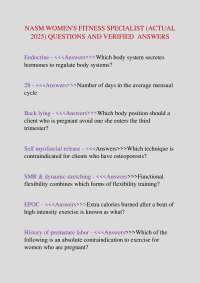 NASM Women's Fitness Specialist (2025) Exam Questions and Answers