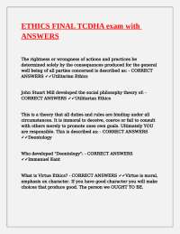 Ethics Final Exam for TCDHA with Answers: A Comprehensive Guide to Dental Hygiene Ethics