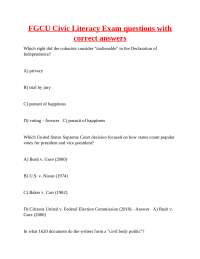 FGCU Civic Literacy Exam Questions and Answers