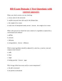 RD Exam Domain 1 Test Questions with Correct Answers