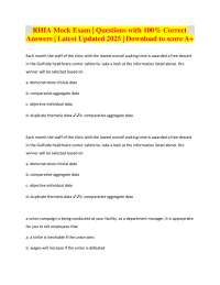 RHIA Mock Exam | Questions with 100% Correct Answers | Latest Updated 2025 | Download to s