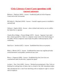 Landmark Supreme Court Cases: A Study Guide with Questions and Answers