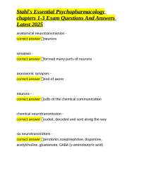 Stahl's Essential Psychopharmacology Chapters 1-3 Exam Questions and Answers