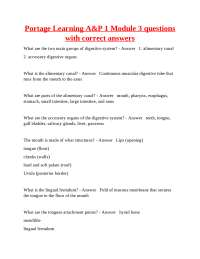 Portage Learning A&P 1 Module 3: Digestive System Questions and Answers