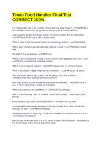Food Handler Final Test: Questions and Answers