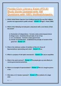Florida Civic Literacy Exam (FCLE) Study Guide Updated.