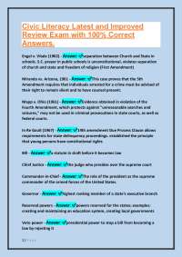 US Civics Review Exam: Key Cases, Amendments, and Concepts