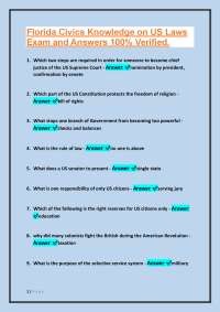 Florida Civics Knowledge on US Laws: Exam and Answers