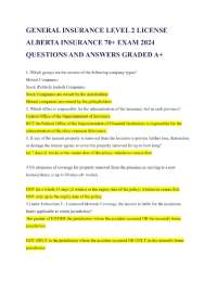 GENERAL INSURANCE LEVEL 2 LICENSE ALBERTA INSURANCE 70+ EXAM 2024 QUESTIONS AND ANSWERS GR