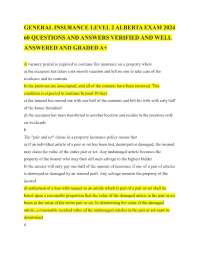 GENERAL INSURANCE LEVEL 2 ALBERTA EXAM 2024 60 QUESTIONS AND ANSWERS VERIFIED AND WELL ANS