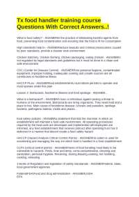 Food Handler Training Course: Questions and Answers