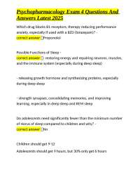 Psychopharmacology Exam 4 Questions and Answers: A Study Guide for Students