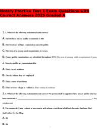 Notary Practice Test 1 Exam Questions with Correct Answers 2025 Graded A