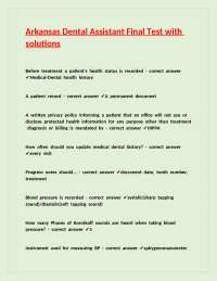 Arkansas Dental Assistant Final Test with Solutions