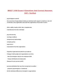 MNGT 3100 Exam 4: Psychological Contract, Personality, Motivation, and Stress