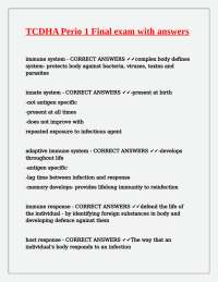 TCDHA Perio 1 Final Exam with Answers: Immune System and Periodontal Disease