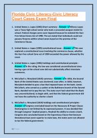 Florida Civic Literacy: Court Cases Exam Final