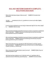 BUL 4421 Midterm Exam with Complete Solutions: Business Law Concepts and Applications