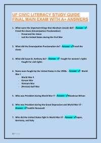 US Civic Literacy Study Guide: Final Main Exam with Answers