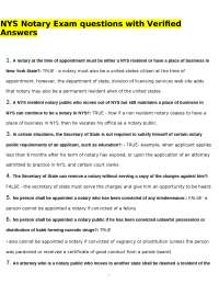 NYS Notary Exam Questions and Answers