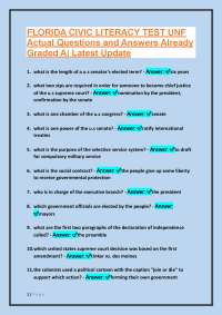 Florida Civic Literacy Test: Actual Questions and Answers