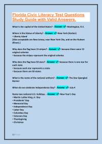 Florida Civic Literacy Test Study Guide: Questions and Answers