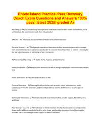 Rhode Island Practice /Peer Recovery Coach Exam Questions and Answers 100% pass |latest 20