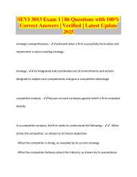 SEVI 3013 Exam 1 | 86 Questions with 100% Correct Answers | Verified | Latest Update 2025
