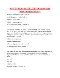 ASE A5 Practice Test (Brakes) Questions and Answers