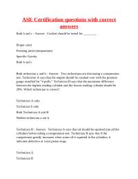ASE Certification Questions and Answers for Automotive Repair