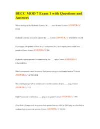 BECC MOD 7 Exam 1 with Questions and Answers
