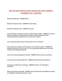 BIB 106 PENTATEUCH TEST QUESTIONS AND CORRECT ANSWERS 100% VERIFIED