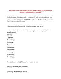 Assemblies of God Credentialing Study Guide: Questions and Answers