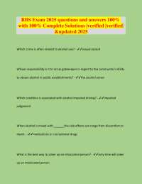 RBS Exam 2025 questions and answers 100% with 100% Complete Solutions |verified |verified