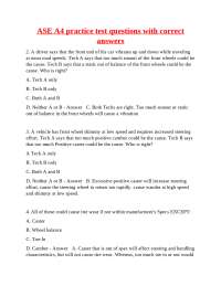 ASE A4 practice test questions with correct answers