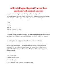 ASE A1 (Engine Repair) Practice Test questions with correct answers