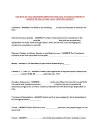 Church of God Ordained Minister Biblical Studies Exam: Questions and Answers