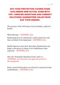 NYC Food Protection Course Exam: 2025 Edition
