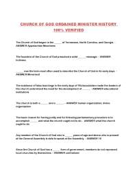 CHURCH OF GOD ORDAINED MINISTER HISTORY 100% VERIFIED