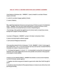 Review Questions and Answers for BIB 107 Topics 6-7: Exploring the Epistles and Revelation