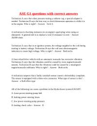 ASE G1 Automotive Technology Questions and Answers