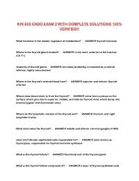 Endocrine System: Thyroid Hormone Regulation and Function - KIN 605 Exam 2 Review