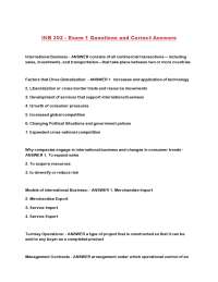 International Business (INB 302) - Exam 1 Questions and Answers