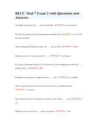 BECC Mod 7 Exam 2 with Questions and Answers